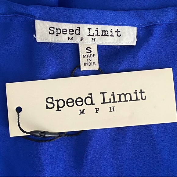 Speed Limit MPH Lace Up Chest Cold Shoulder Blue Short Sleeves Top Women Size S - Picture 4 of 7
